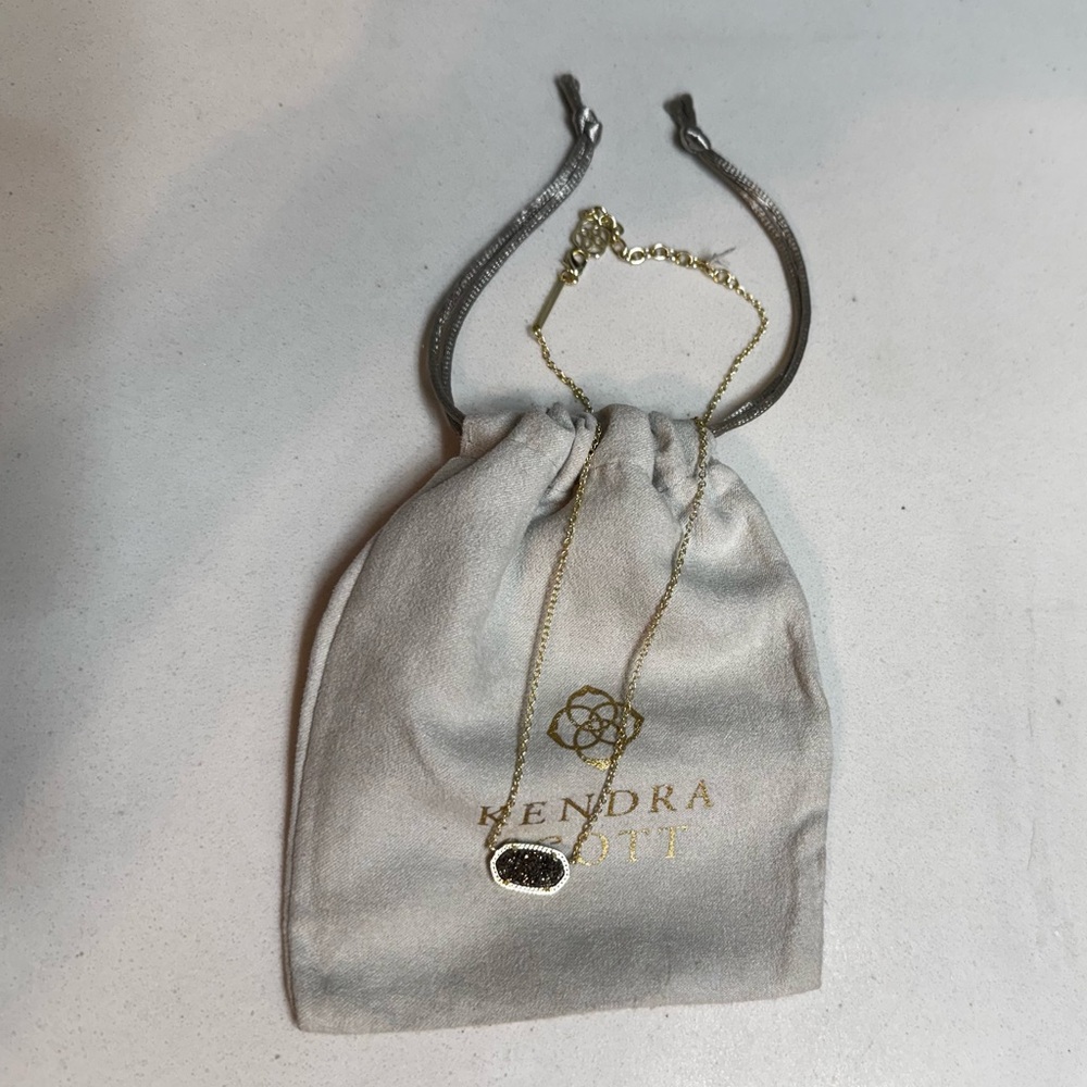 Kendra Scott Elisa Gold Necklace with Gray Stone